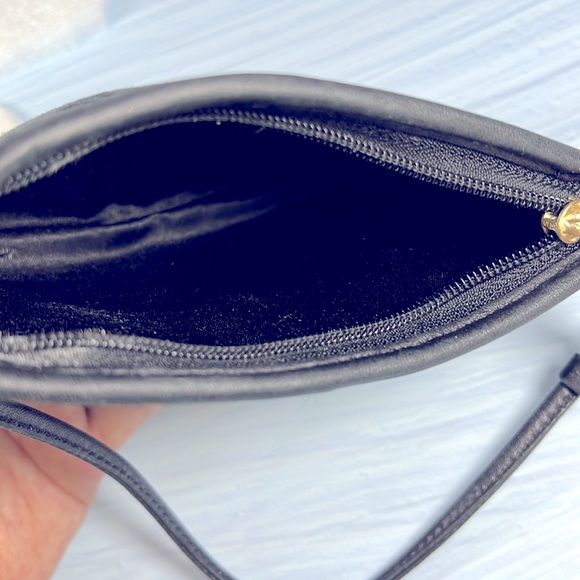 🌺 COACH SLIM BLACK POCKET LEATHER AND CANVAS SIGNATURE C WRISTLET BAG VINTAGE - Picture 7 of 7